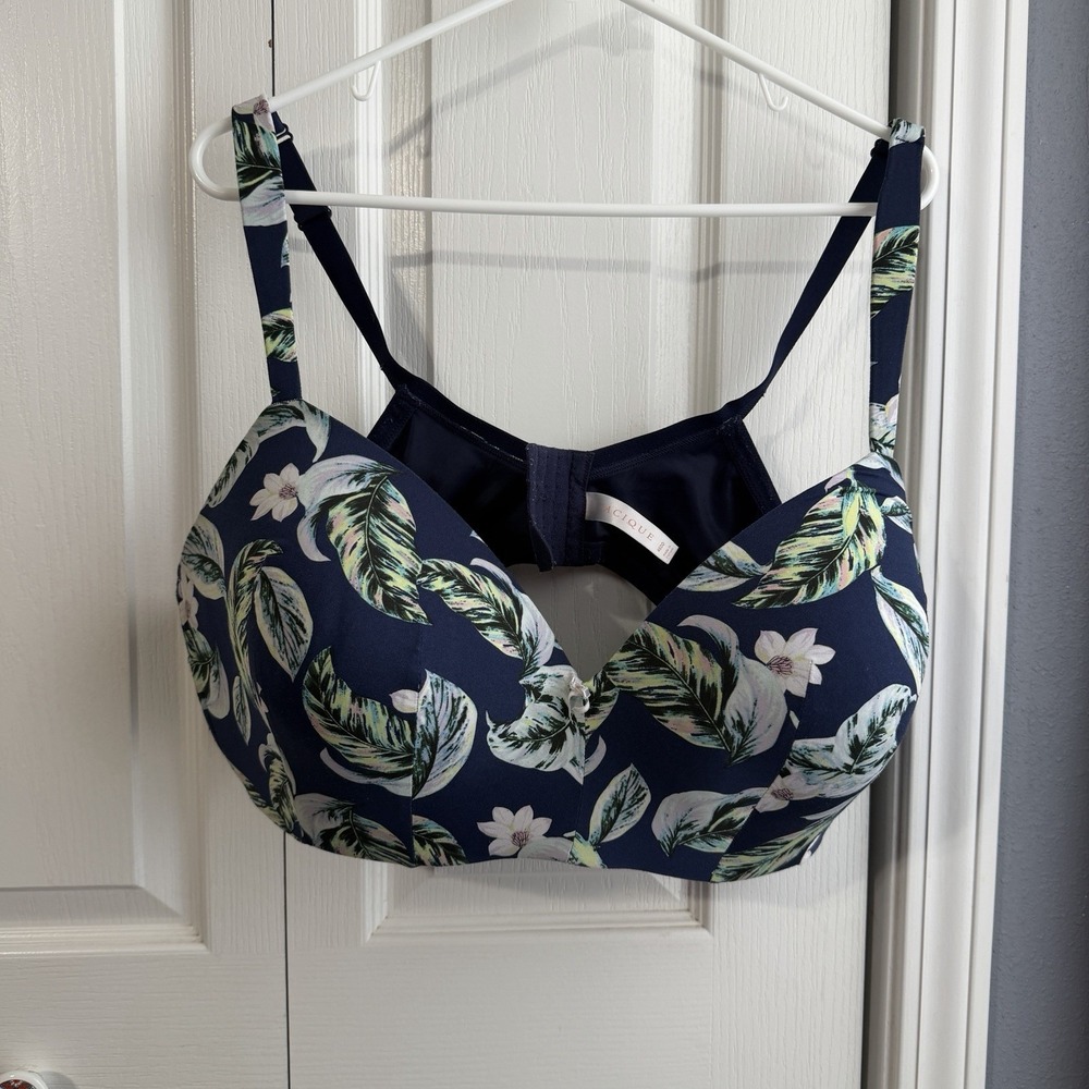 Cacique Lightly Lined T Shirt No Wire Multicolor Floral Women's Bra Size 46DD